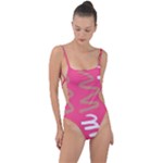 Doodle On Pink Tie Strap One Piece Swimsuit