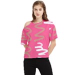Doodle On Pink One Shoulder Cut Out Tee