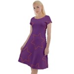 Orange Stars on purple Classic Short Sleeve Dress