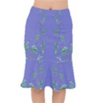 Green Vines on blue Short Mermaid Skirt