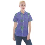 Green Vines on blue Women s Short Sleeve Pocket Shirt