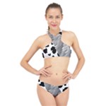 Cheetah Skin Gray Print High Neck Bikini Set