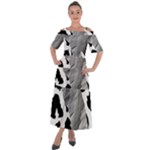 Cheetah Skin Gray Print Shoulder Straps Boho Maxi Dress 