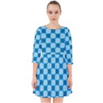 Gray Blue Pattern Smock Dress