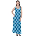 Gray Blue Pattern Sleeveless Velour Maxi Dress