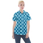 Gray Blue Pattern Women s Short Sleeve Pocket Shirt