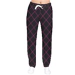 Pink Net on black Women velvet Drawstring Pants