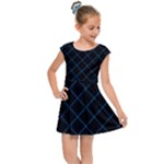 Blue Net on black Kids  Cap Sleeve Dress