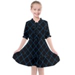 Blue Net on black Kids  All Frills Chiffon Dress