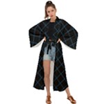 Blue Net on black Maxi Kimono