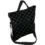 Green Net on black Fold Over Handle Tote Bag