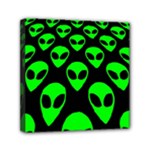 We are WATCHING you! Aliens pattern, UFO, faces Mini Canvas 6  x 6  (Stretched)