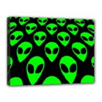 We are WATCHING you! Aliens pattern, UFO, faces Canvas 16  x 12  (Stretched)