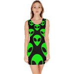 We are WATCHING you! Aliens pattern, UFO, faces Bodycon Dress