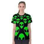 We are WATCHING you! Aliens pattern, UFO, faces Women s Cotton Tee