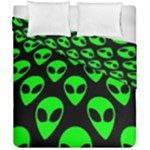We are WATCHING you! Aliens pattern, UFO, faces Duvet Cover Double Side (California King Size)