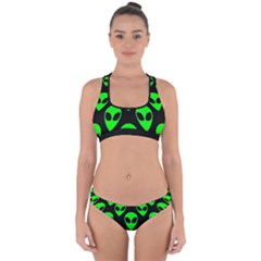 We are WATCHING you! Aliens pattern, UFO, faces Cross Back Hipster Bikini Set from ArtsNow.com