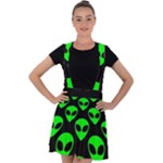 We are WATCHING you! Aliens pattern, UFO, faces Velvet Suspender Skater Skirt