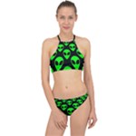 We are WATCHING you! Aliens pattern, UFO, faces Racer Front Bikini Set