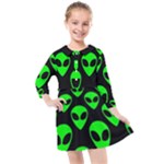 We are WATCHING you! Aliens pattern, UFO, faces Kids  Quarter Sleeve Shirt Dress
