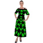 We are WATCHING you! Aliens pattern, UFO, faces Shoulder Straps Boho Maxi Dress 