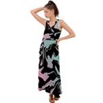 Painted Lines V-Neck Chiffon Maxi Dress