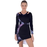 Floral pink and purple moon Asymmetric Cut-Out Shift Dress