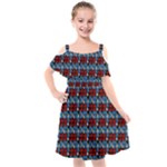 Red And Blue Kids  Cut Out Shoulders Chiffon Dress