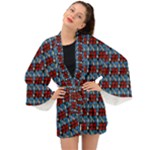 Red And Blue Long Sleeve Kimono