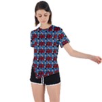 Red And Blue Asymmetrical Short Sleeve Sports Tee