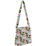 Painted Flowers Zipper Messenger Bag