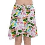 Painted Flowers Chiffon Wrap Front Skirt