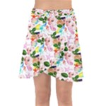 Painted Flowers Wrap Front Skirt