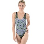 Calm In The Flower Forest Of Tranquility Ornate Mandala High Leg Strappy Swimsuit