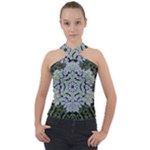 Calm In The Flower Forest Of Tranquility Ornate Mandala Cross Neck Velour Top