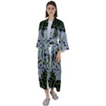 Calm In The Flower Forest Of Tranquility Ornate Mandala Maxi Satin Kimono