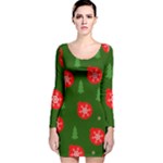 Christmas 001 Long Sleeve Velvet Bodycon Dress