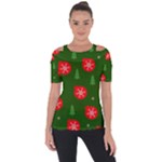 Christmas 001 Shoulder Cut Out Short Sleeve Top