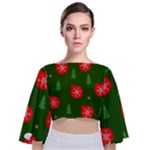 Christmas 001 Tie Back Butterfly Sleeve Chiffon Top