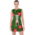 Christmas 001 Lace Up Front Bodycon Dress