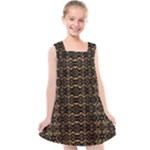 Luxury Golden Oriental Ornate Pattern Kids  Cross Back Dress