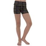 Luxury Golden Oriental Ornate Pattern Kids  Lightweight Velour Yoga Shorts