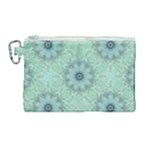 Mint floral pattern Canvas Cosmetic Bag (Large)