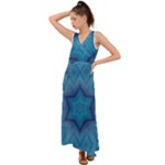Blue star V-Neck Chiffon Maxi Dress