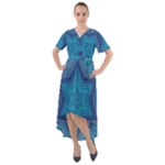 Blue star Front Wrap High Low Dress