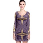 Purple and gold Long Sleeve Bodycon Dress