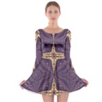 Purple and gold Long Sleeve Skater Dress