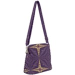 Purple and gold Zipper Messenger Bag