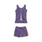 Purple and gold Kids  Boyleg Swimsuit