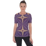 Purple and gold Shoulder Cut Out Short Sleeve Top